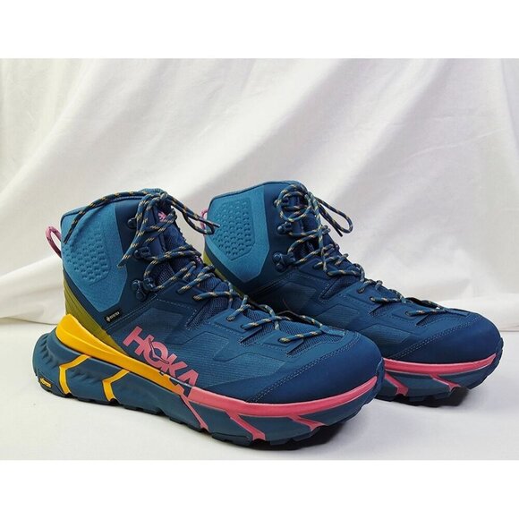 Hoka 14D Mens Tennine Hike GTX Blue Vibram Gortex Hi Lace Platform Sneakers NEW main image 4